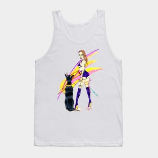 Cyberpunk Girl With A Dog Tank Top